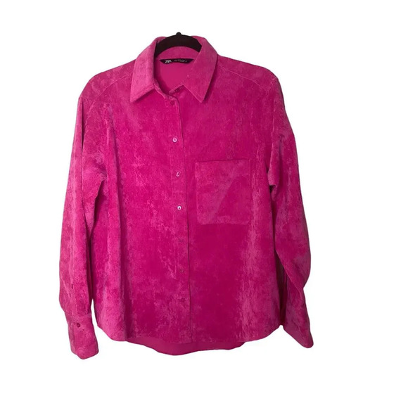 Zara Pink Corduroy Shirt Jacket Size Small - Picture 3 of 10